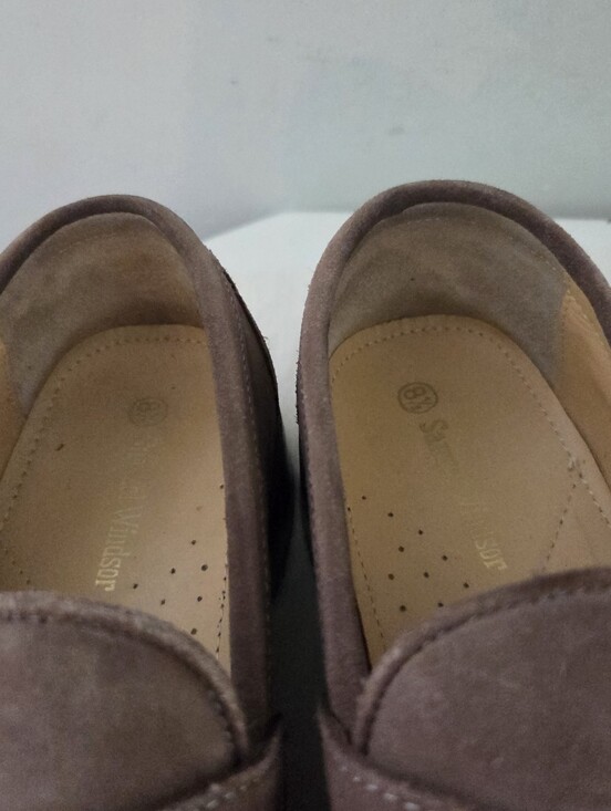 Samuel Windsor Suede Penny Loafers Light Brown Handmade Goodyear Welt Mens 9.5 main image 13